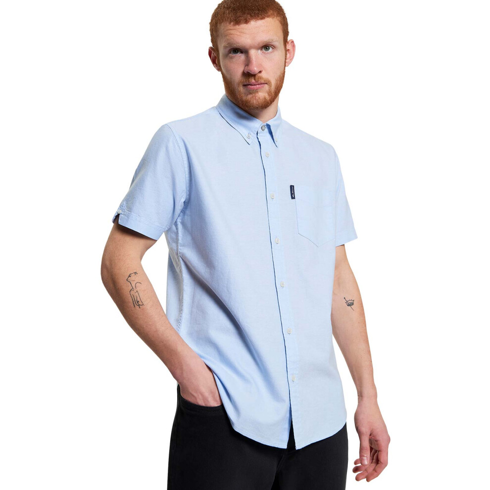Ben Sherman (L, Sky) Mens Signature Oxford Short Sleeve Shirt
