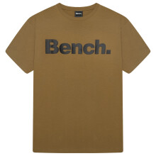 (S, Khaki) Bench Mens Worsley Casual Crew Neck Cotton Rubberised Logo T-Shirt Top Tee