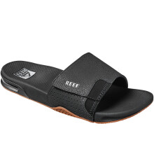(UK 12, Black/Silver) Reef Mens Fanning Summer Beach Sandals Slides Flip Flops Sliders