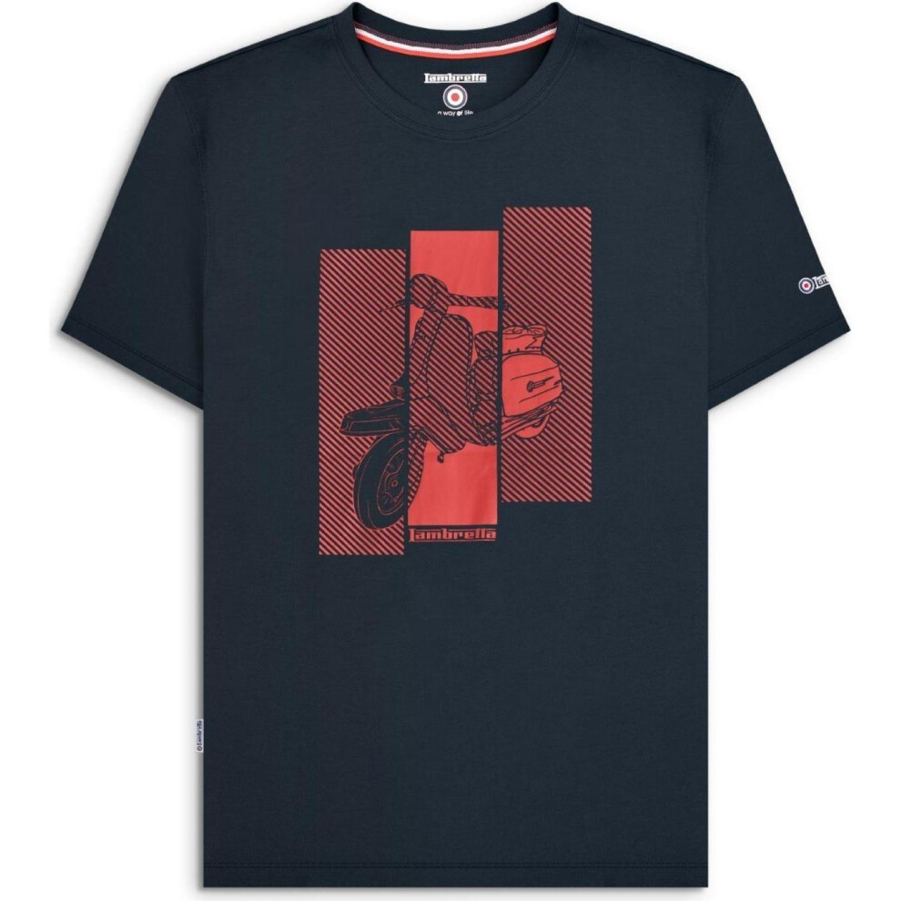Lambretta (L, Navy) Mens Scooter Graphic Short Sleeve T-Shirt