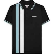 (4XL, Black) Lambretta Mens Vertical Stripe Short Sleeve Polo Shirt