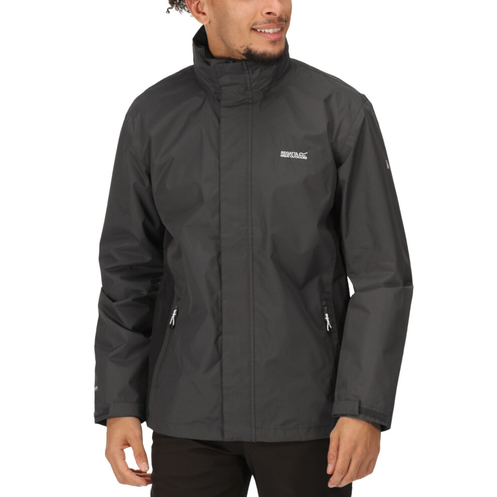 Regatta (S, Magnet Ash) Mens Matt Lightweight Waterproof Hooded Outdoor Walking Jacket Coat