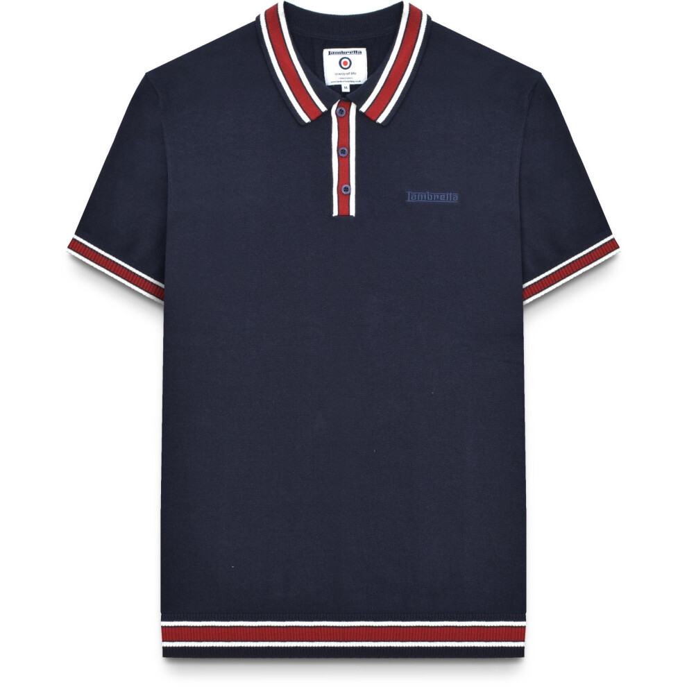 Lambretta (2Xl, Navy) Mens Tipped Knit Short Sleeve Polo Shirt