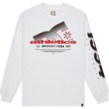 (L, White) DC Shoes Mens Slathletic Graphic Logo Long Sleeve T-Shirt