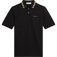 (4XL, Black) Ben Sherman Mens Collar Interest Big & Tall Short Sleeve Polo Shirt