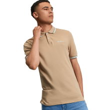 (L, Sand) Ben Sherman Mens Signature Pique Short Sleeve Polo Shirt