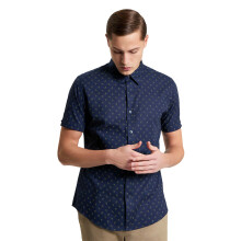 (2XL, Dark Navy) Ben Sherman Mens Stipple Print Big & Tall Short Sleeve Shirt