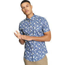 (M, Indigo) Ben Sherman Mens Floral Bamboo Print Short Sleeve Shirt