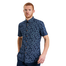 (3XL, Dark Navy) Ben Sherman Mens Stipple Floral Print Big & Tall Short Sleeve Shirt