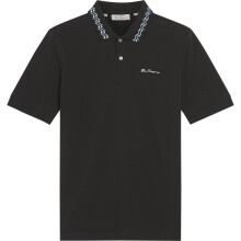 (2XL, Black) Ben Sherman Mens Collar Interest Big & Tall Short Sleeve Polo Shirt