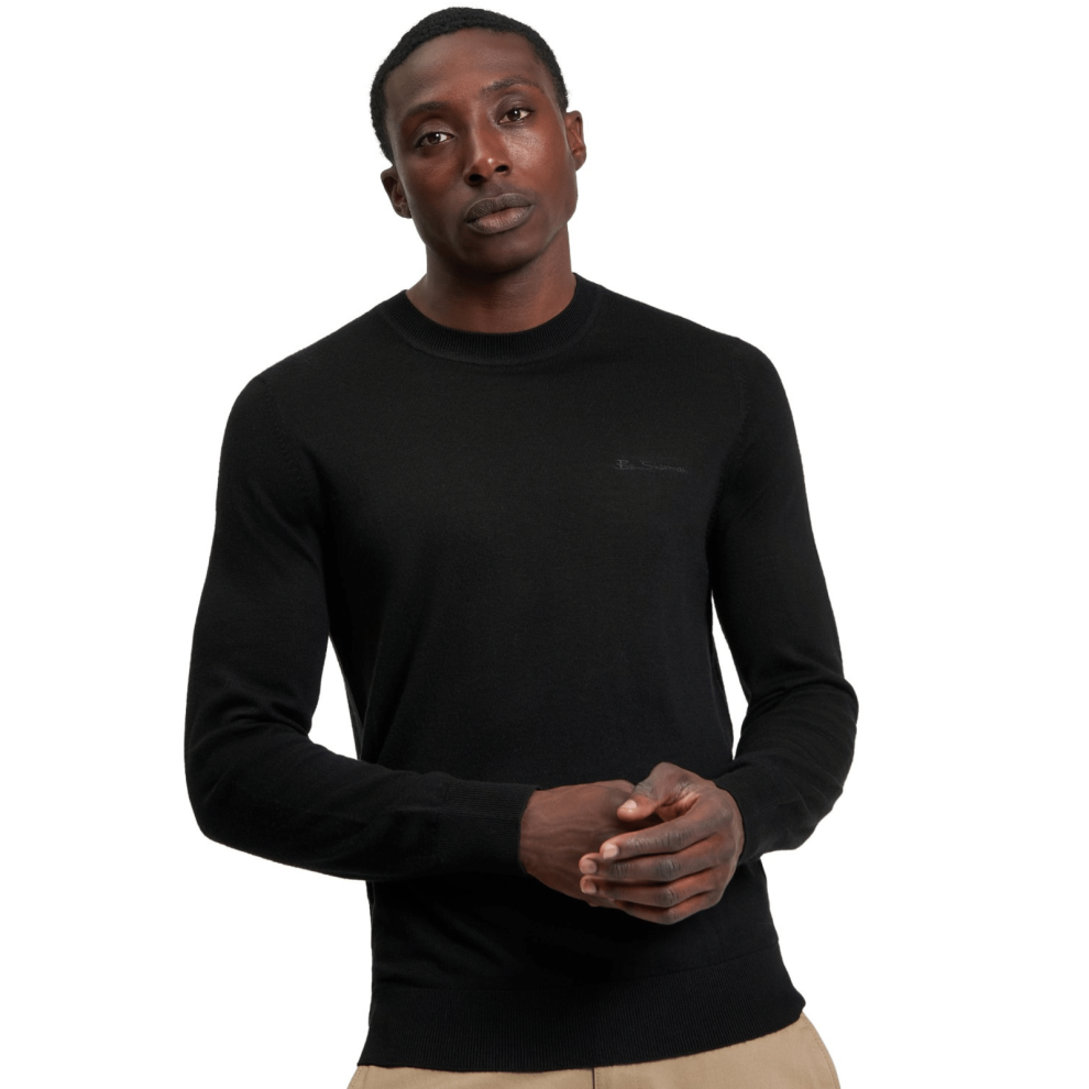 Ben Sherman (Xl, Black) Mens Merino Crew Neck Knitwear Jumper