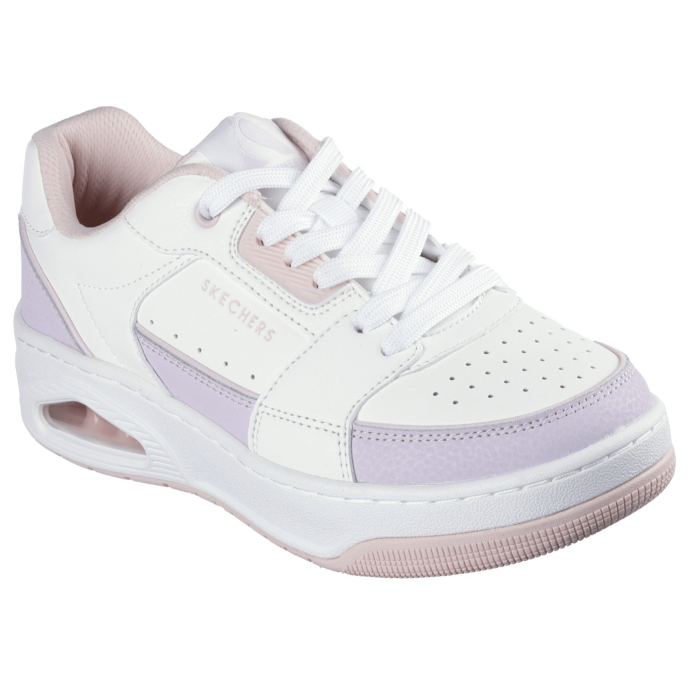 Skechers (4 Uk, White/Lavender Pink) Womens Uno Court Courted Style Trainers