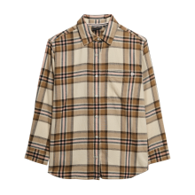 (14, Beige/Cream) Superdry Womens Check Flannel Boyfriend Long Sleeve Shirt