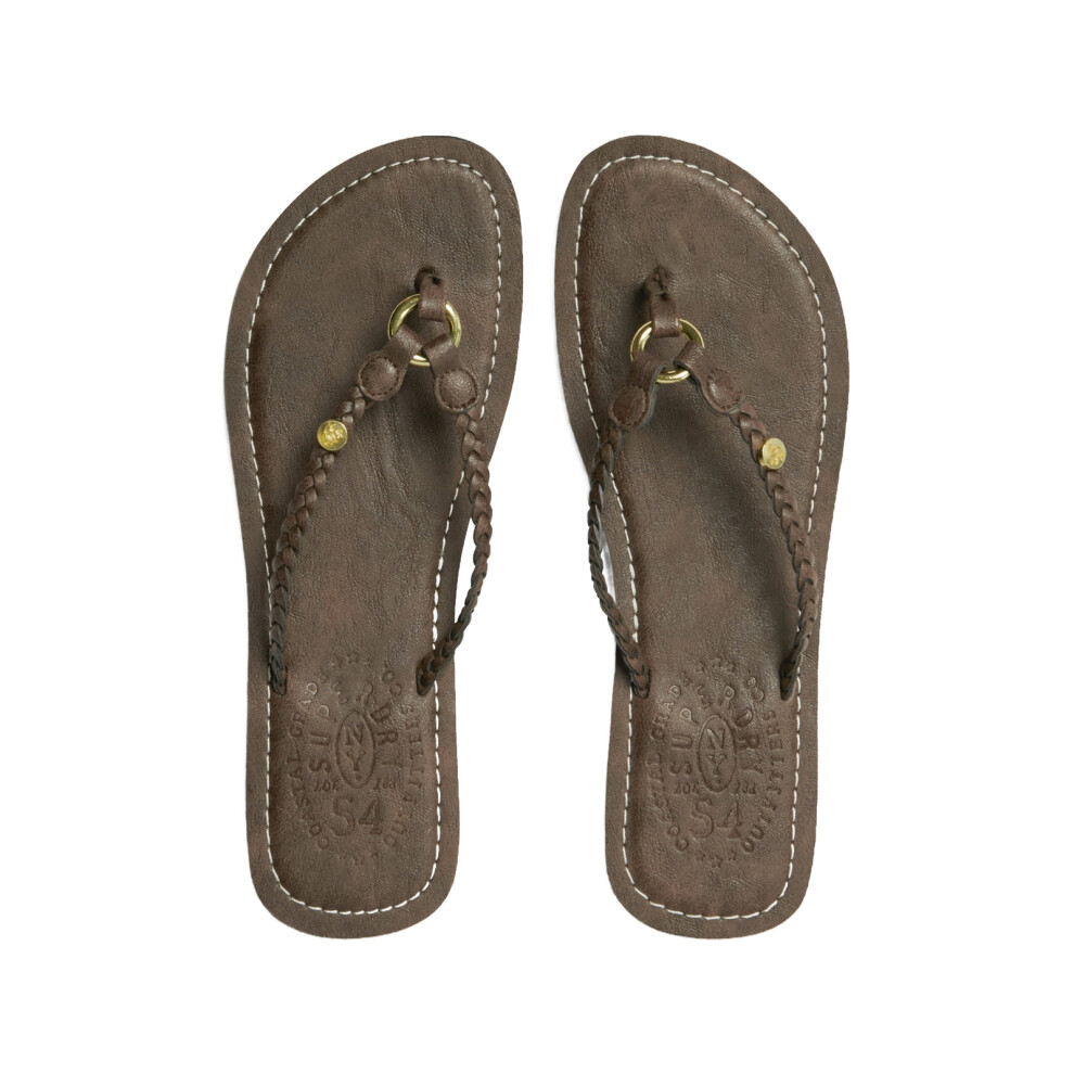 Superdry (7 - 8 Uk, Fudge Brown) Womens Faux Leather Braided Flip Flops