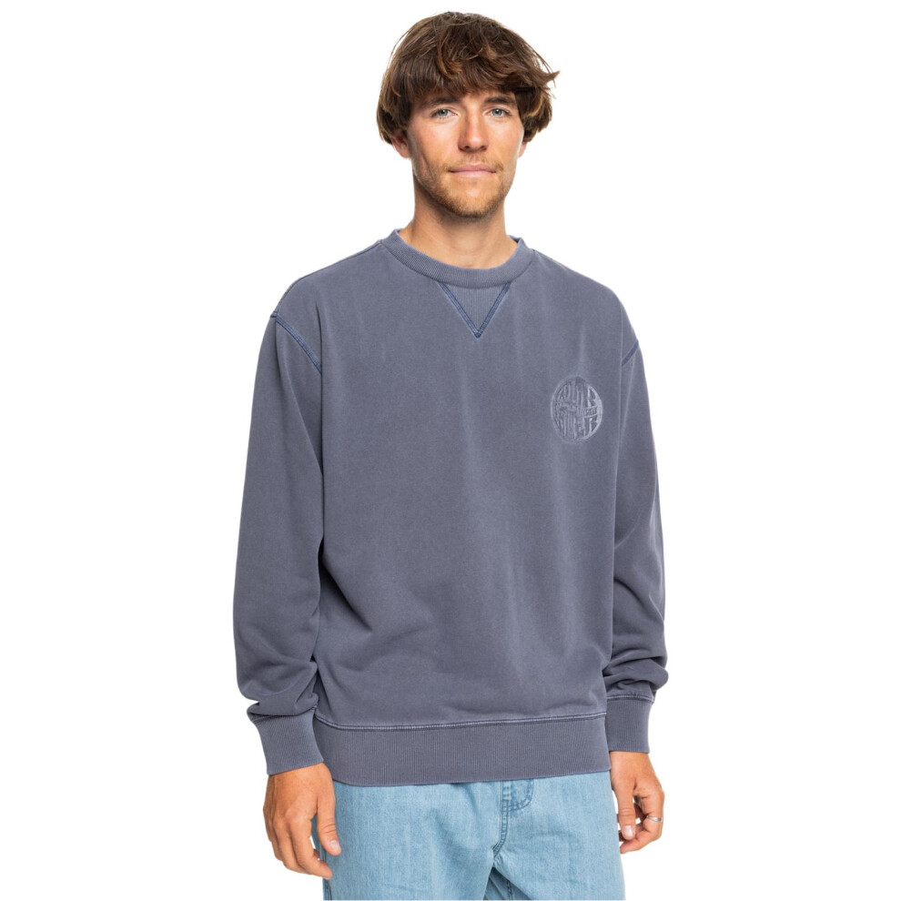 Quiksilver (Xl, Estate Blue) Mens Garment Dye Pullover Sweatshirt Jumper Sweatshirt