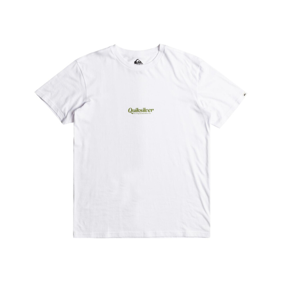 Quiksilver (M, White) Mens Qs Simple Lettering Short Sleeve T-Shirt Top Crew Neck Graphic