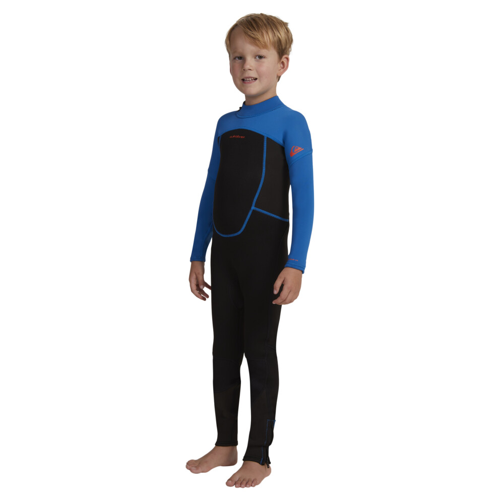 Quiksilver (4Y, Black/Squale Blue) Kids 3/2Mm Prologue Full Length Back Zip Entry Neoprene Wetsuit