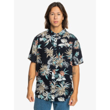 (M UK, Navy Lemnas) Quiksilver Mens Lemnas SS Floral Casual Beach Summer Short Sleeve Shirt