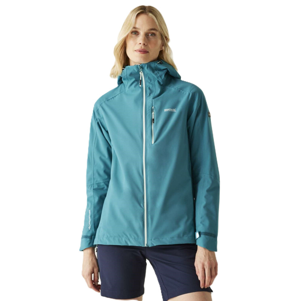 Regatta Women's Turquoise Birchdale Waterproof Hooded Shell Jacket In | : Size 8 - Image 6