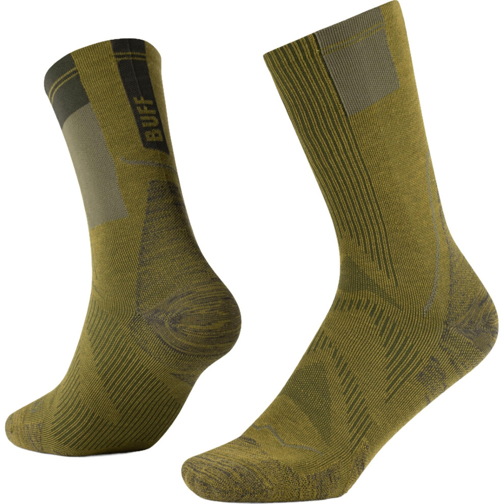 Buff (S, Khaki) Coolnet Trail Running Crew Socks