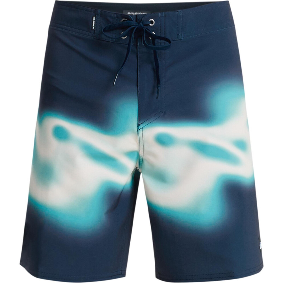 Quiksilver (38, Dark Navy Thermo Stripe) Mens Surfsilk Straight 18" Boardshorts