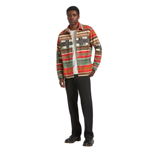 (S, Multi Blanket Stripe) Brixton Mens Bowery Arctic Stretch Button Up Fleece