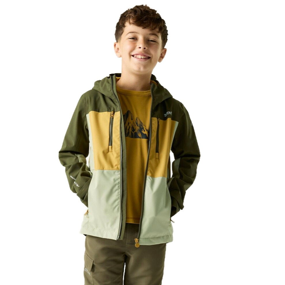 Regatta (4 - 5 Yrs, Khaki/Wood Brown/Sage) Kids Highton Waterproof Jacket