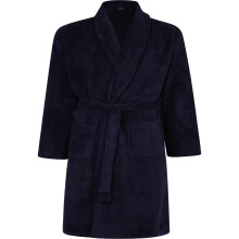 (6XL, Navy) Espionage Mens Plain Fleece Big & Tall Dressing Gown