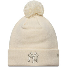 New Era Womens KNIT MEDIUM New York Yankees Bobble Hat - Light Cream - One Size