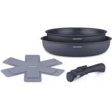 Set of 2 frying pans - Suitable for all hobs including induction - ARTHUR MARTIN - AM2977 - Non-stick - Ø 24-28 cm + Removable handle - Matte gray