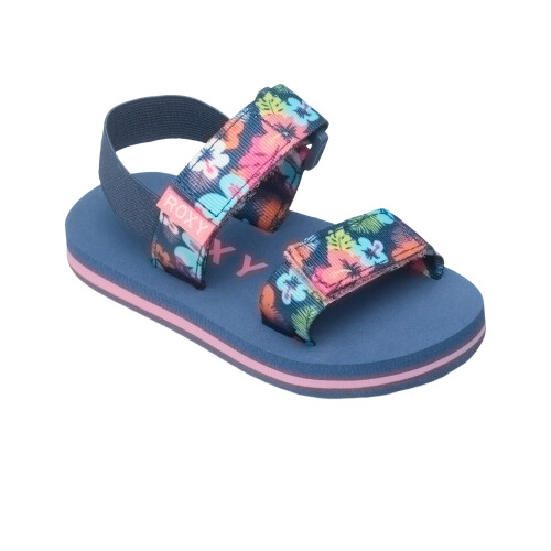 (7K, Lt Navy/Pink) Roxy Kids TW Roxy Cage Sandals