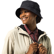 (L, Black) Jack Wolfskin Womens Summer All Round Visor Adjustable Chin Strap Sun Hat