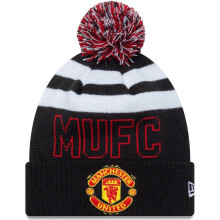 New Era Mens KNIT MEDIUM Manchester United FC Bobble Hat - Black - One Size