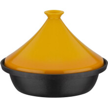 Tajine - GSW - 717434 - Ø30 cm - Massive Stahlquelle - Induktion - Keramikdeckel - Schwarz / Gelb