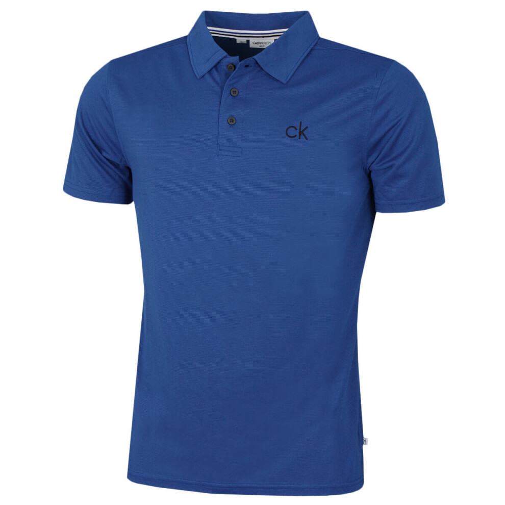 Calvin Klein (S, Royal) Mens 2026 Central Eco Light Wicking Golf Polo Shirt