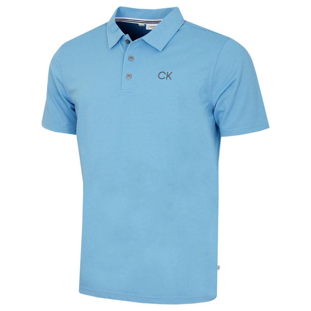 Calvin Klein (Xl, Sky) Mens 2026 Central Eco Light Wicking Golf Polo Shirt