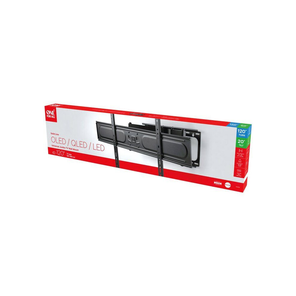 One for All TV Wandhalterung 120 Solid TURN XL WM 4960 (Wand, 75 kg, 42" - 120"), TV Wandhalterung, Schwarz - Bild 5
