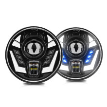 Fari LED Rotondi da 7 Pollici, DRL Bianco+Blu, Indicatore di Direzione Ambra+Blu per JK TJ LJ Camaro per