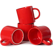 Keramik Kaffeetassen Elegant Blau 340 ml 4er Set — kaffeebecher stapelbar, teetassen modern, geschenkidee küche