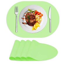 Sous-verres en silicone pour table ovale antidérapants 4 pcs verts 43x30 cm — set de table, protection table cuisine