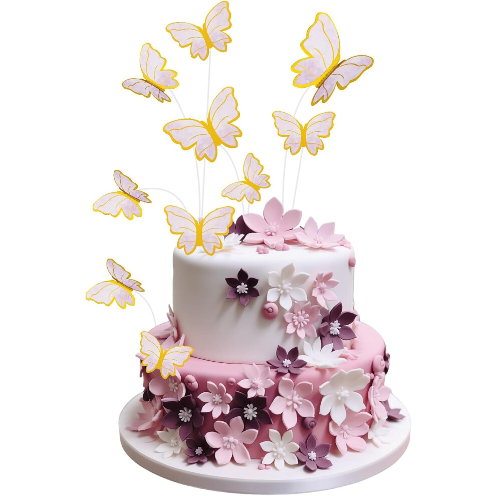3D Butterfly Cake Toppers Cupcake Decorations Decorative Set 50 Pieces Purple — 3d butterfly topper, cupcake decorations, purple cake decorations