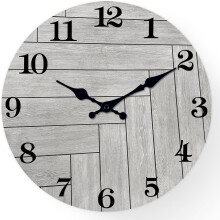 Large Decorative Wall Clock Retro Quiet Rustic MDF Grey 61 cm — large wall clock, rustic retro clock, silent mechanism clock, gray mdf clock