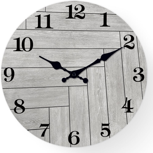 Large Decorative Wall Clock Retro Quiet Rustic MDF Grey 61 cm — large wall clock, rustic retro clock, silent mechanism clock, gray mdf clock