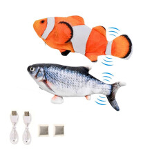 Jouet Poisson Interactif pour Chat Électrique et Mobile en Peluche avec Herbe à Chat, Rechargeable USB, Lavable, Forme