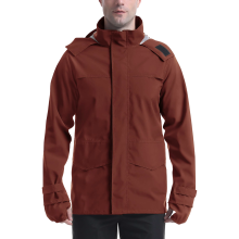 Men's Waterproof Breathable Rain Jacket with Hood Brown XXL — mens rain jacket, waterproof outdoor jacket, breathable hooded jacket