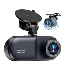 Cámara de Salpicadero para Coche 4K con 3 Canales, Visión Nocturna Frontal, Trasera e Interior, Monitor de Aparcamiento 24 Horas, Control por