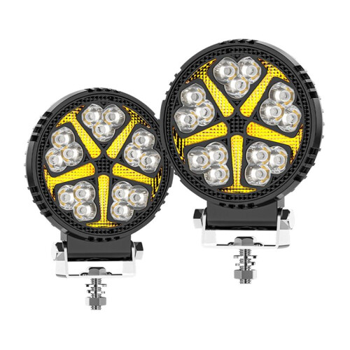 Luzes de Trabalho LED Redondas de 4 Polegadas para Carro, Holofotes DRL para Caminhão, ATV, UTV, SUV, Motocicleta, Carrinho, Trailer,