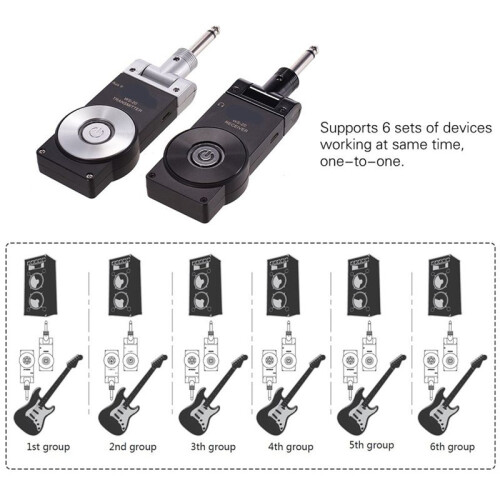 2.4G Guitar Wireless System Transmitter Receiver Rechargeable 180 Rotatable 1