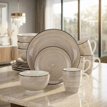 Alivio 16-Piece Lead-Free Porcelain Dinnerware set for 4 (Chocolate)