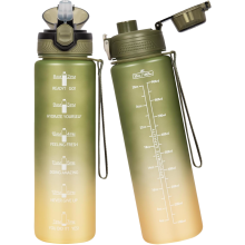 Bouteille Bidon pour l’eau avec paille Bouteille de sport Cyclisme Indicateur de temps Verte 1 L — gourde sport